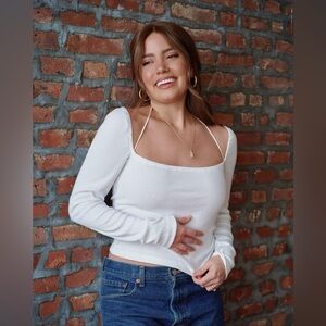 Backyard Roses Alexa cross Strap top white size small